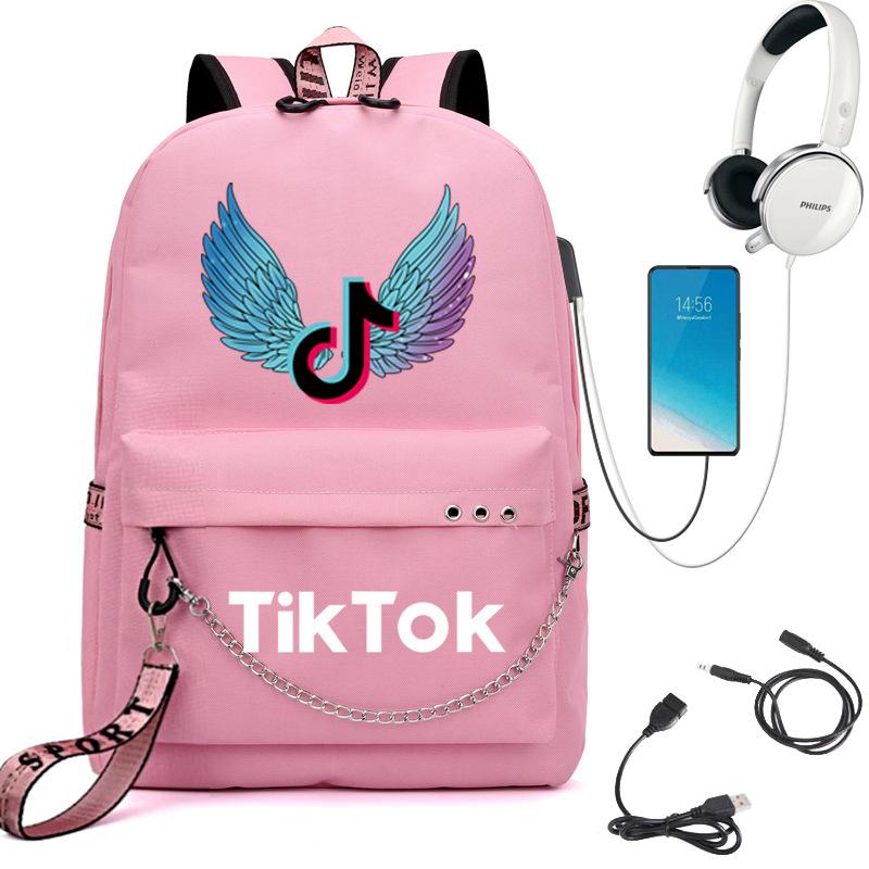Buy Tik Tok Boy Girl Backpack USB Charging Travel Backpack Students