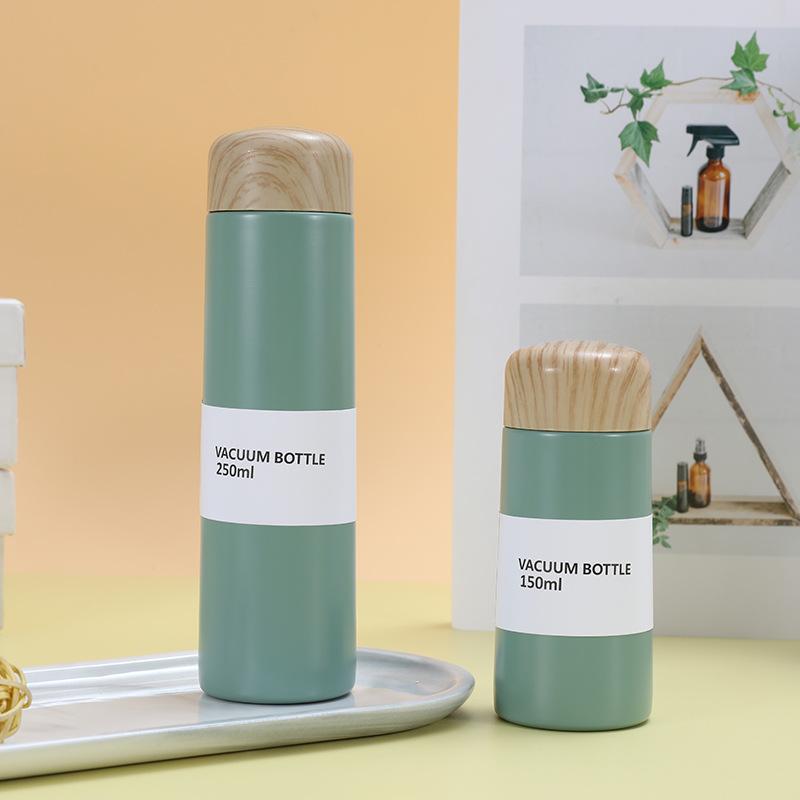 

Новая креативная карманная чашка с покрытием из дерева для девочек и студентов, мини-сопутствующая чашка, простая термос-чашка из нержавеющей стали 150ml