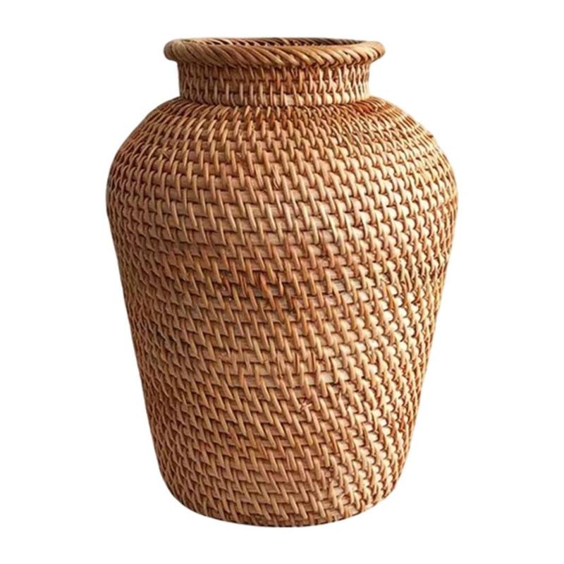 Rattan Vases Country Rustics Styles Handmade Woven Plant Flower Vases Basket for Home Decors Decorative Vases Centerpieces