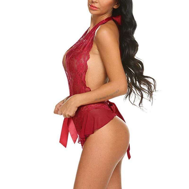 Sex lingerie, women's deep sexy lace tights, sex one-piece pajamas