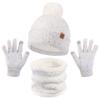 Children's Hat Scarf Gloves Three Piece Set Plus Velvet Warm Wool Ball Knitted Hat Kindergarten Winter