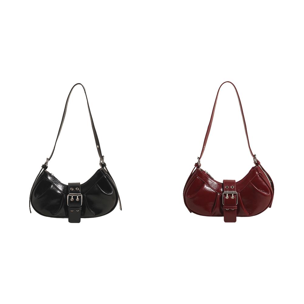 

Сумка через плечо из искусственной кожи Y2K для женщин, плиссированная сумка через плечо для путешествий (черный)