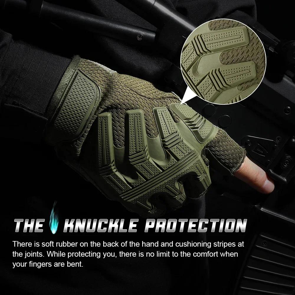Gants sans doigts Gants demi-doigts Mitaines tactiques respirantes SWAT Airsoft Vélo Extérieur Tir Randonnée Conduite Homme Nouveau