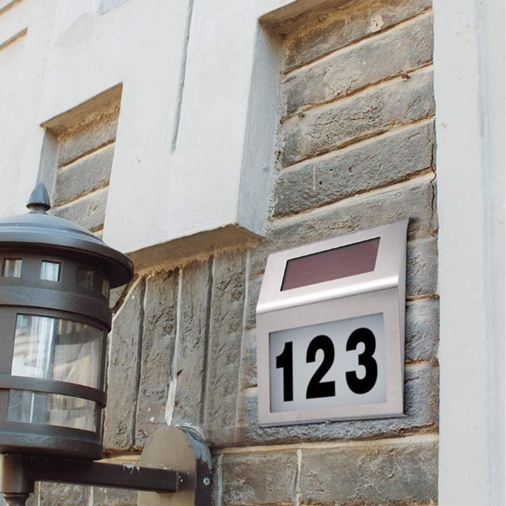 Solar Doorplate Lamp Stainless Steel Outdoor Waterproof Led Wall Light Lighting Decorative For Garden
