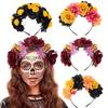 Delicate Flower&Skull Hairband Thin Side Hairband Flower Shape Headband for Girls Hairband with Veil Decor