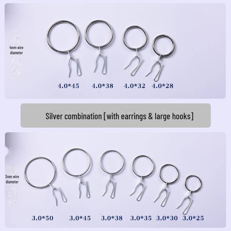 Black Shower Curtain Rod Hook with Roman Ring and Pin Hook Design