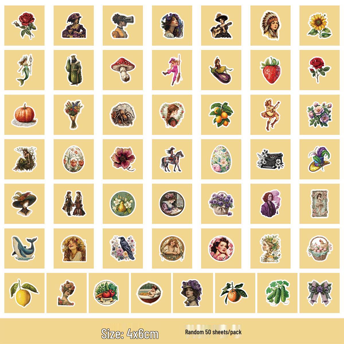 Retro Style Graffiti Stickers: Waterproof Decals for Phone, Luggage, and DIY Journal (50/100 Sheets)