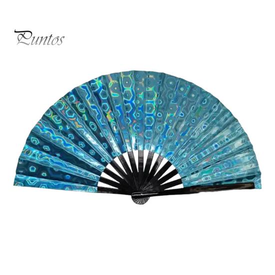 

Голографический складной веер, портативный переливающийся веер из ПВХ, радужный летний ручной веер, украшение для танцевального представления, реквизит для костюмов для вечеринок