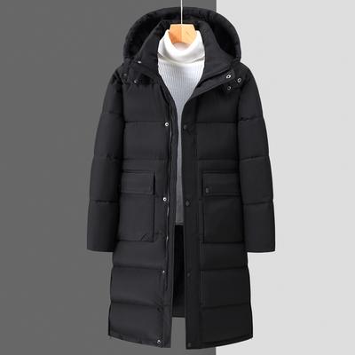 Parkas Longas de Inverno da Moda para Homens Jaquetas Casaco Grosso Quente Preto Casaco de Inverno com Capuz