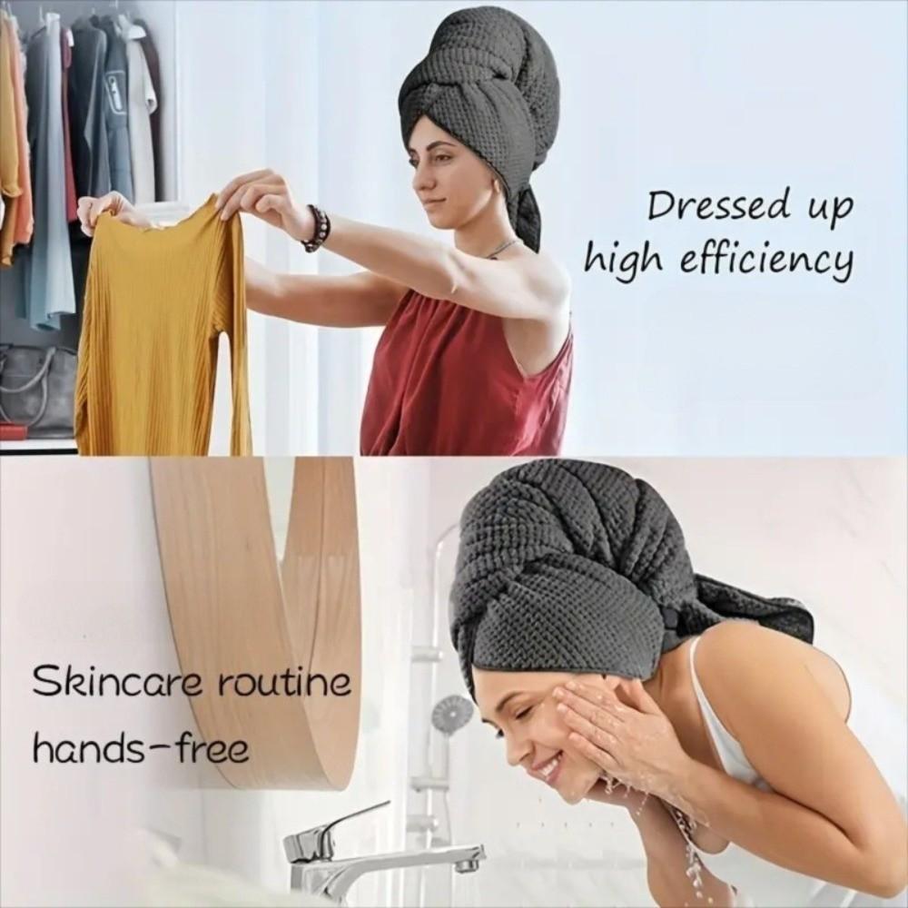 Ultra Absorbent Microfiber Hair Towel Soft with Elastic Band Extra Large Wrap Turban Large Coral Fleece Quickly Dry Hair Hat