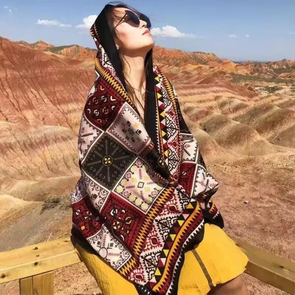 Chaka Salt Lake Great Northwest Tourism Ethnic Style Scarf Silk Scarf Women'S Summer Seaside Beach Shawl Sunscreen Thin
