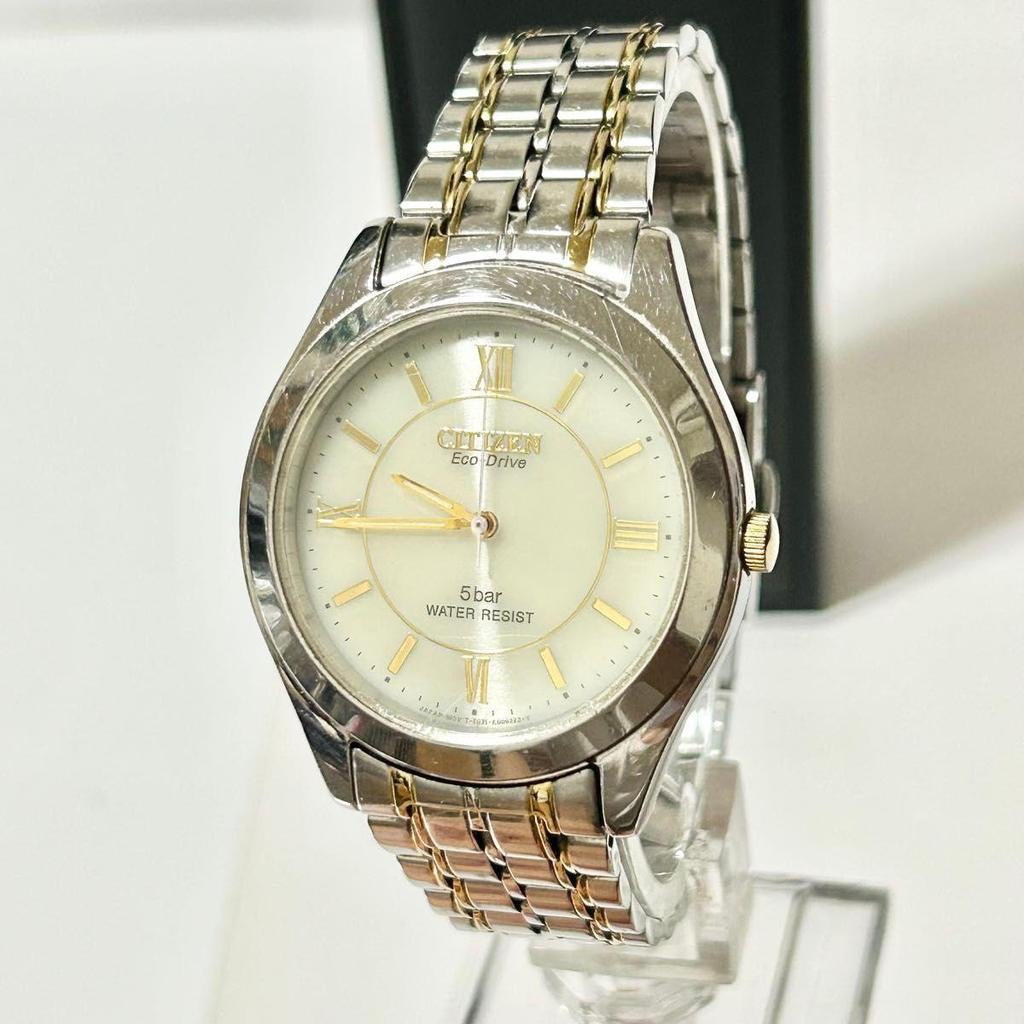 Used CITIZEN Citizen Eco Drive Men's Watch Solar E030-L20646 Beige Dial Silver Gold