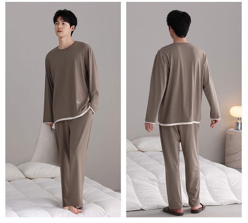 Damen Herbst Modal Baumwoll Pyjama Set: Langärmlig, Lange Hose, Pullover, Bequem, Schlichter Stil, Geeignet für Innen- und Außenbekleidung