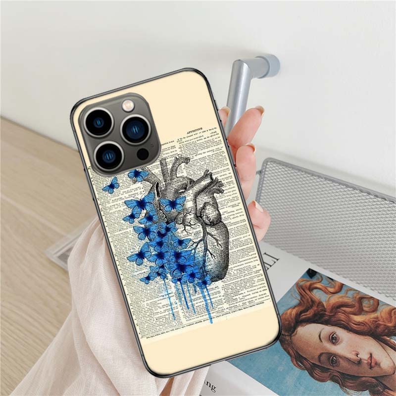 Medical Human Organs Brain Meridian Kidney Phone Case For Apple Iphone 16 15+ 17 Pro Max 14 Plus 16E Air 13 12 Mini Clear