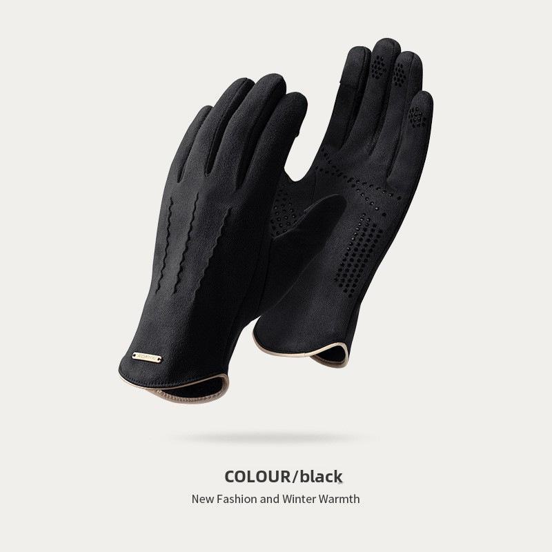 Suede Touchscreen Gloves: Windproof, Warm, Unisex for Autumn/Winter - Ideal for Outdoor, Riding, Skiing, Motorcycling
