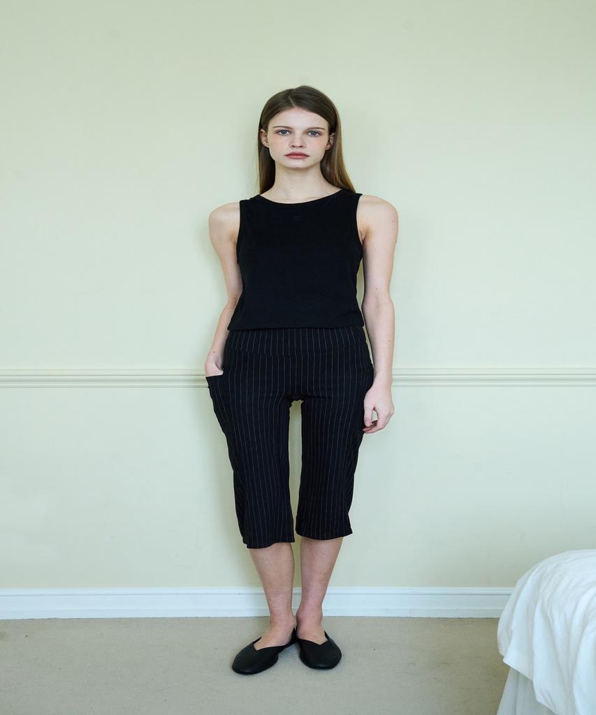 Onyueooun Middie Stripe Bootcut Trousers (Black)