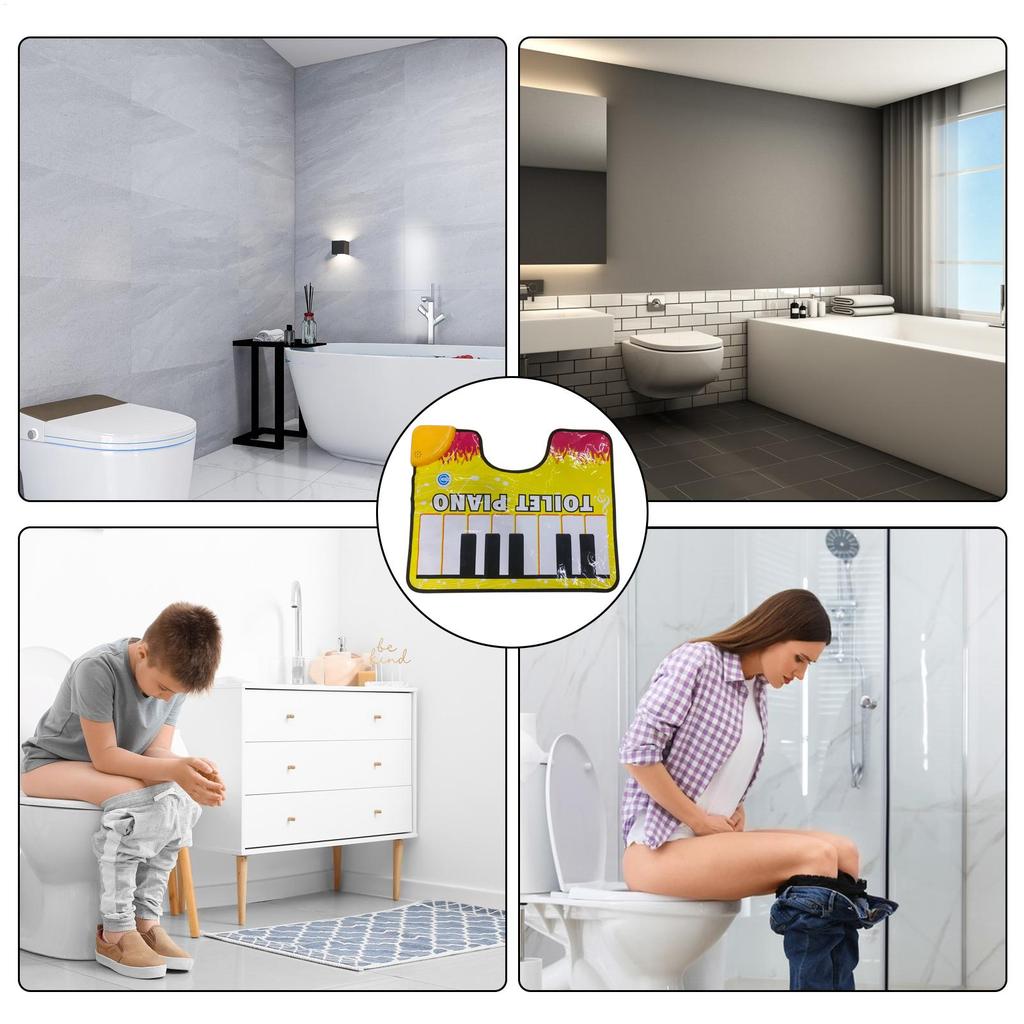 Novelty Potty Piano Sounding Carpet Potty Piano Singing Rug Bathroom Funny Toe Music Keyboard Toilet Floor Mat