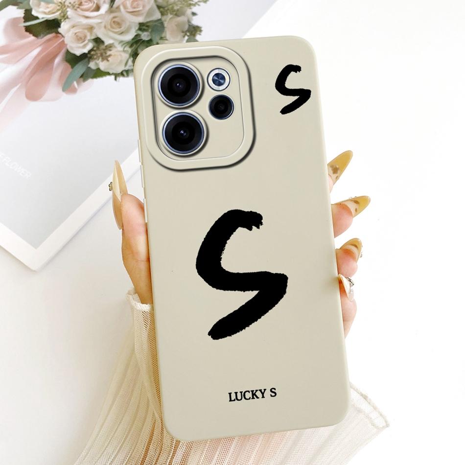 For OPPO Reno15 F 15FS 5G CPH2801 Lucky Initial Letter Phone Case For Oppo Reno15F 15 FS Soft Silicone Shockproof Cases Bumpers