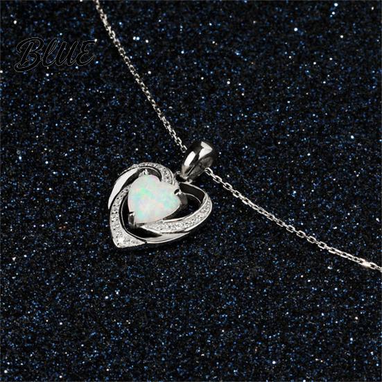 Colorful Stone Pendant Faux Crystal Heart Infinity Necklace Sparkly Rhinestone