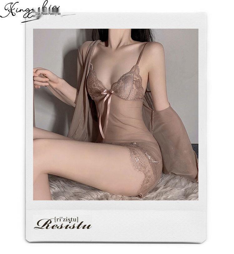 Damen Seiden-Spitzen-Strumpfhalter-Strümpfe & Bodycon-Rock Nachthemd Set - Sexy Zweiteiliger Pyjama 2023