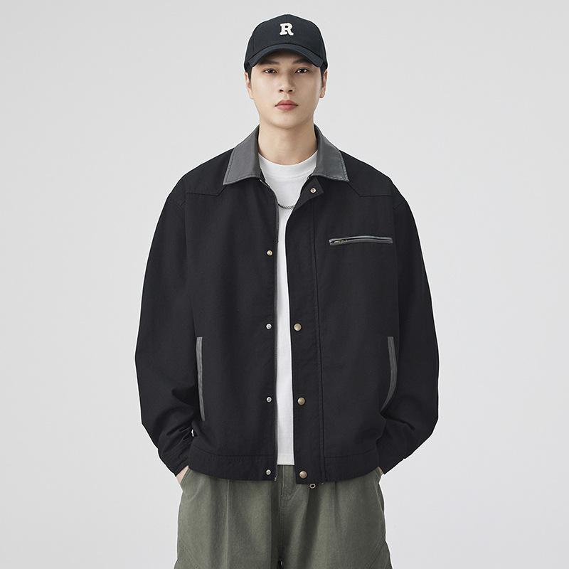 Мужское пальто Новая куртка Лацкан Контраст Свободный Досуг Спорт Пара Мода Уличная мода. S