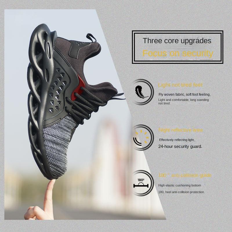 Labor Insurance Shoes Men's Breathable Fly-woven Steel Head Smash-proof Stab-proof Safety Shoes Protective Work Shoes