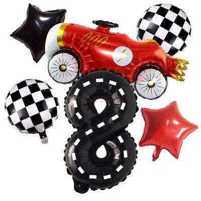 New Lightning Racing Cartoon Theme 40 Inch Black And White Stripe Digital Balloon Package For Children'S Birthday Party