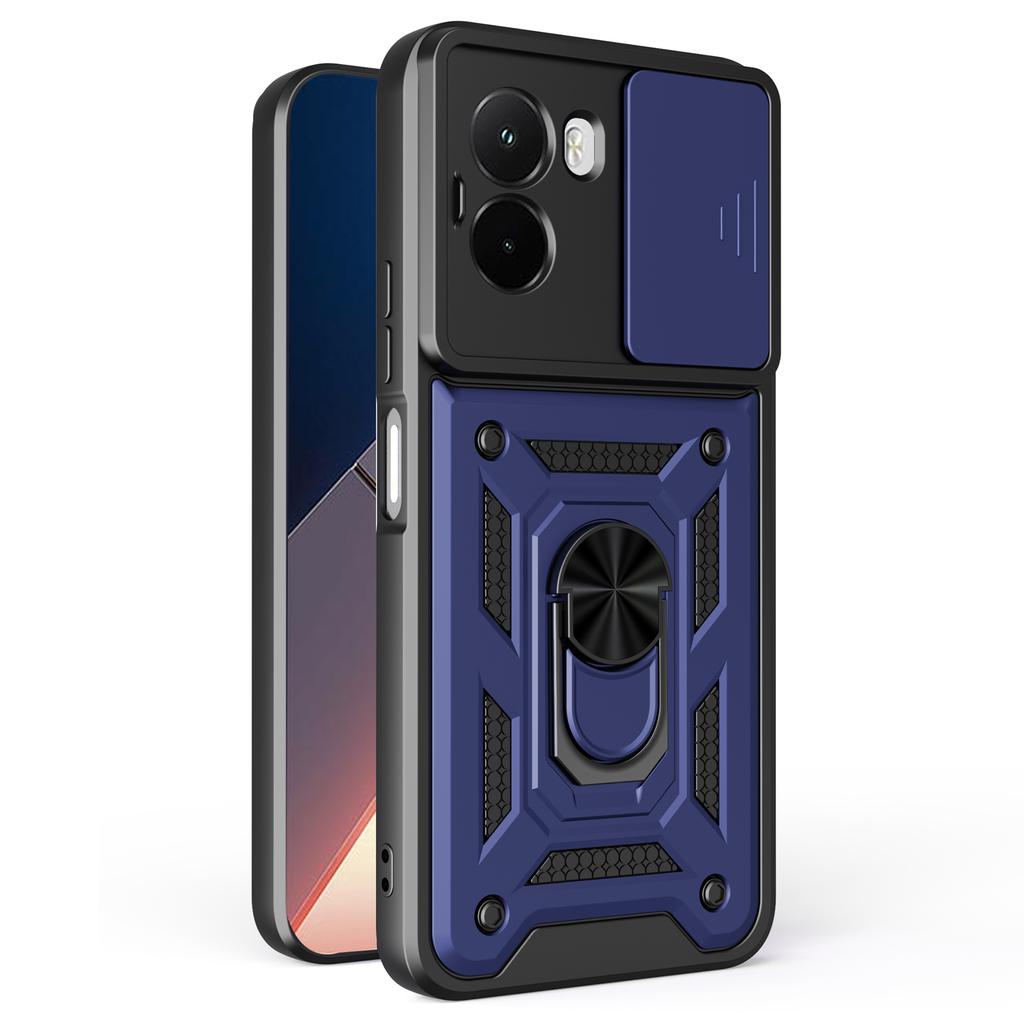 For Xiaomi Poco M7 4G (169mm) Case with Slide Camera Lid PC+TPU Kickstand Phone Cover