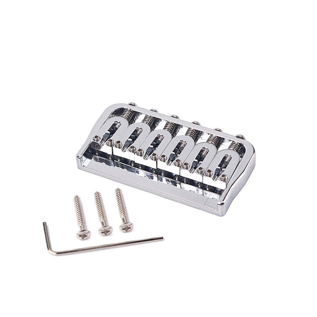 Ogdni Fixed Electric Guitar Hardtail Saddle Chrome Plated Fixed Bridge for Guitars 6-String Bridge, Bridge, String-Through-Body Stratocaster/Telestyle