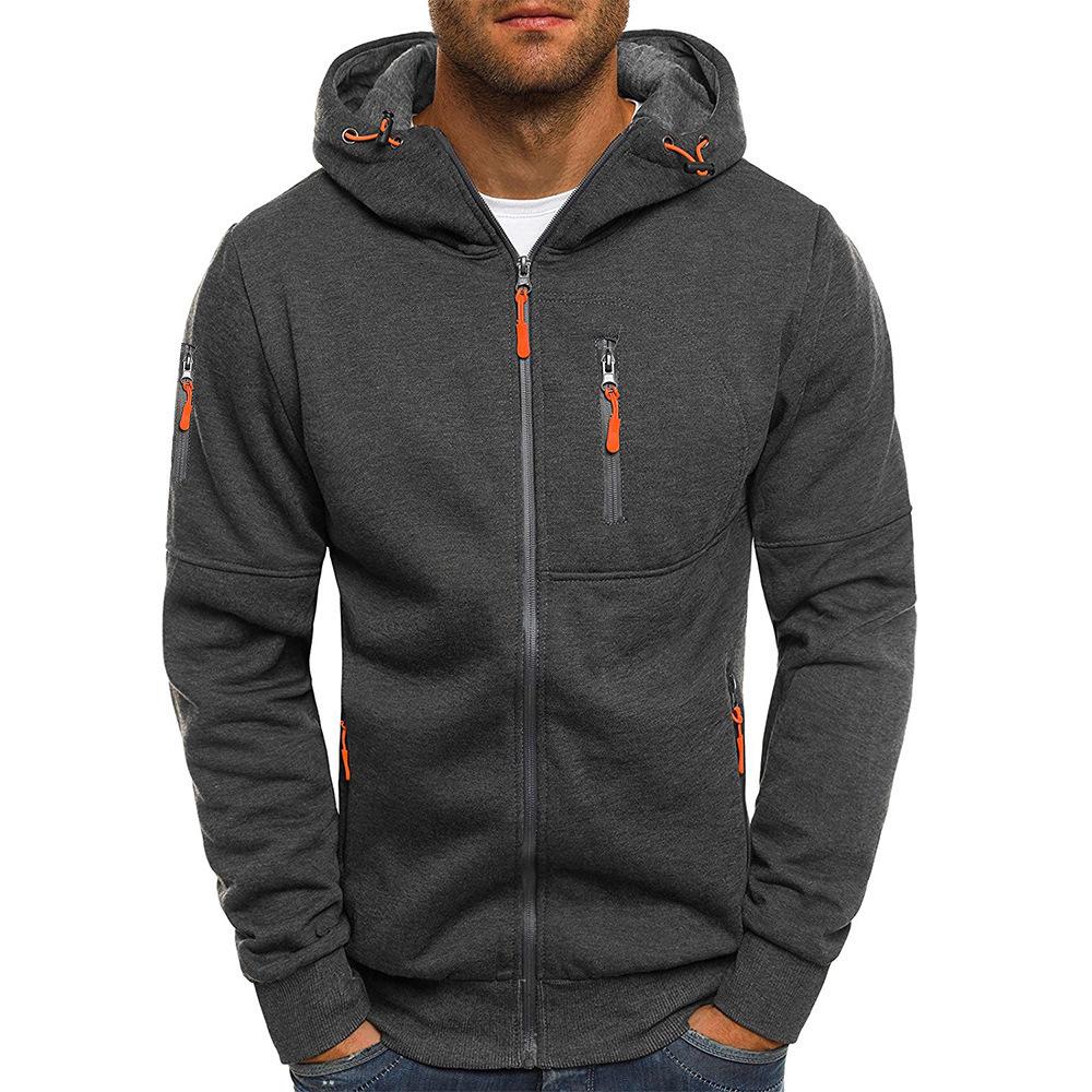 Plus Size Men's Zip Arm Hoodie: Autumn/Winter Sports Casual Sweatshirt Jacket