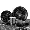 1 Set Eco-friendly Spider Web Disposable Tableware Set Black Theme Party Tableware  Kids