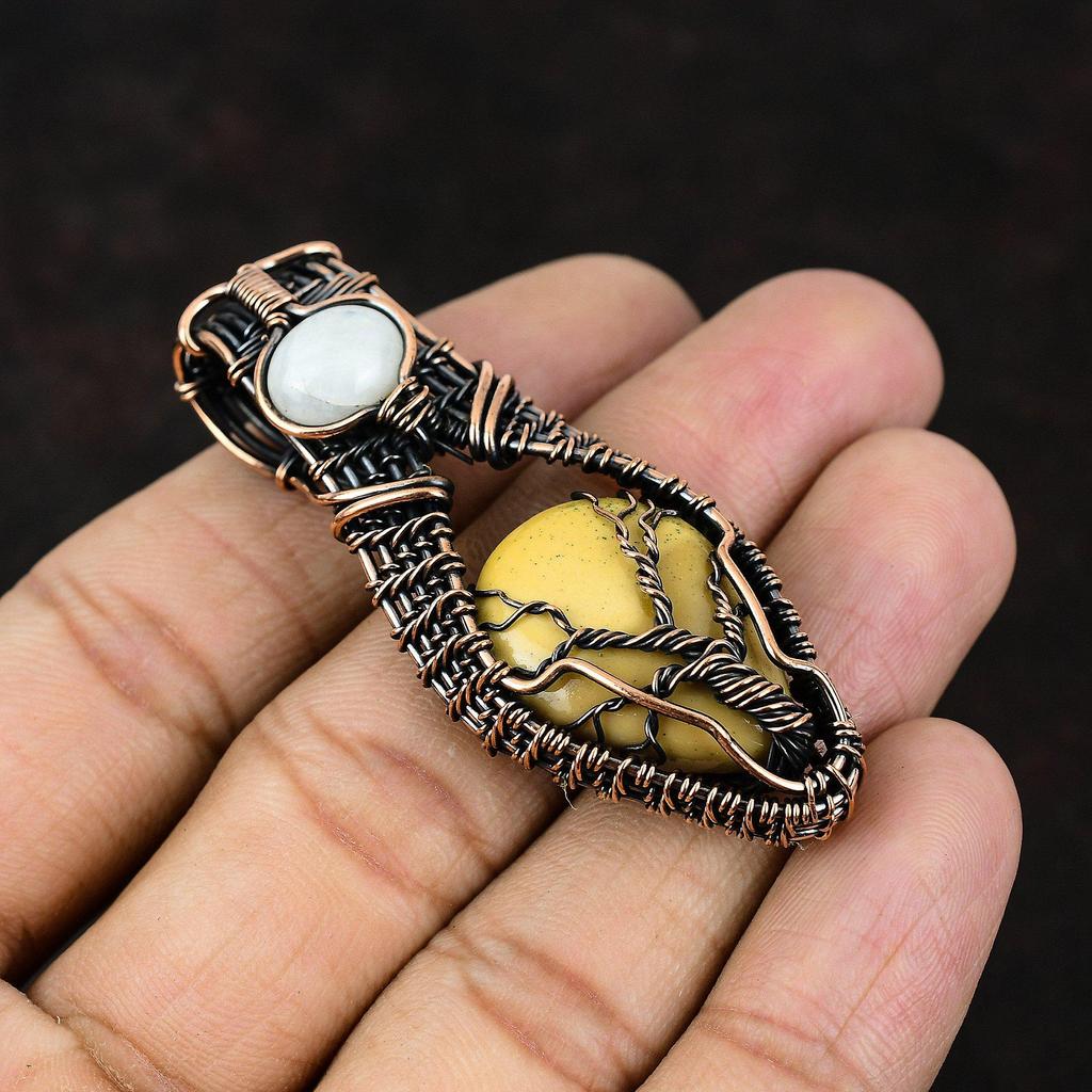 Tree Of Life Mookaite Gemstone Copper Pendant Copper Wire Wrapped Jewelry Rainbow Moonstone Gemstone Handmade Pendant For Her Gift For Mom