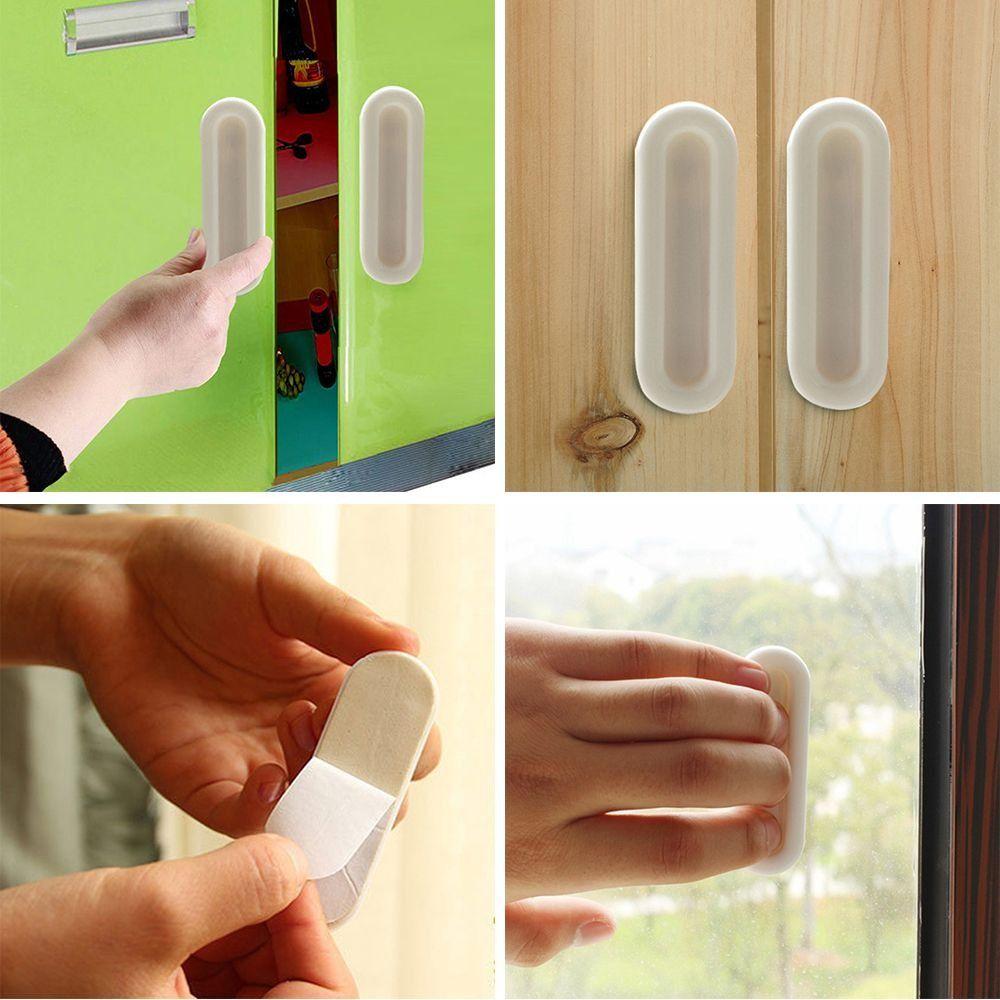 4Pcs Oval Self-adhesive Door Knobs Non-slip Adhesive Strength Non-slip Grip Handles Universal Auxiliary Doors Handles