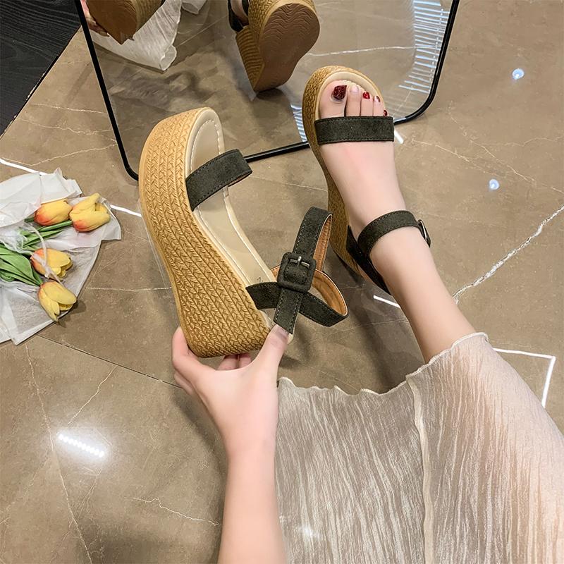 WTEMPO Dámské sandály se silnou podrážkou semišové přezka a šikmé podpatky příležitostné všestranné sandály proti skluzu dropshipping velkoobchod