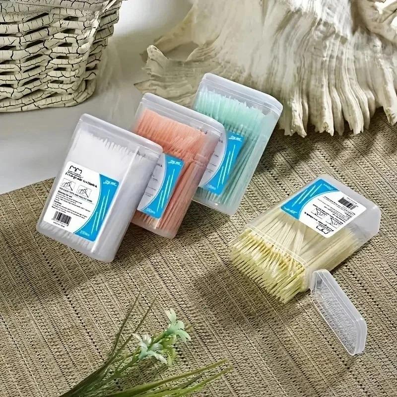 200 Pcs /box Double-ended Disposable Dental Floss Toothbrush Toothpick Oral Hygiene Care Family Boxed Portable Set