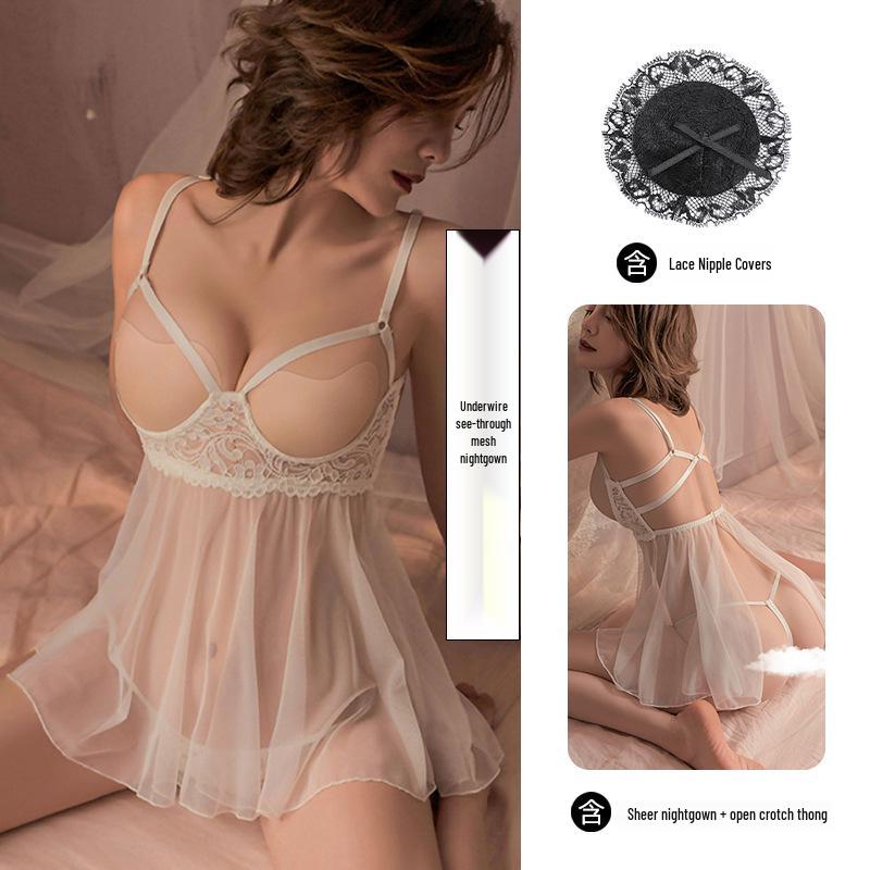 Sexy Plus Size Durchsichtiges Mesh Negligé Verlockendes Set