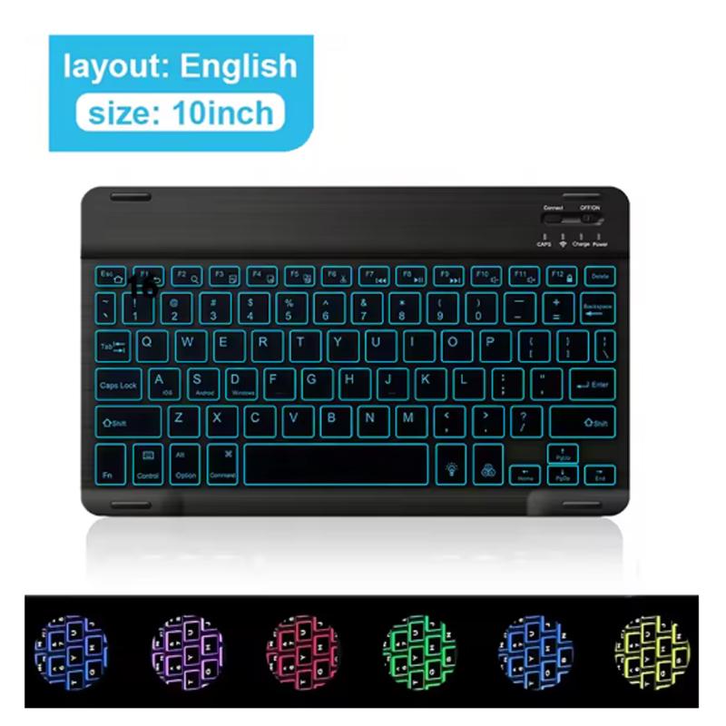 Mini-beleuchtete RGB 10-Zoll Bluetooth-Tastatur 2,4G Wireless-Tastatur Wiederaufladbar Für Tablet Handy Windows Android iPad Tastatur