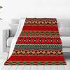 Boho Aztec Flannel Blanket Red Tribal Geometric Pattern Soft Cozy Throw For Sofa Bed Home Decor Warm Winter Gift