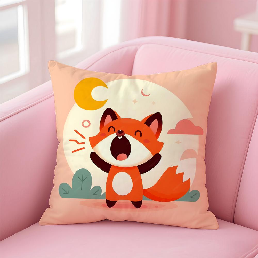 cute animal FFlat Foxes Cushion Cover Pillowcase Short Plush Invisible zipper Room Sofa Cushion Cover