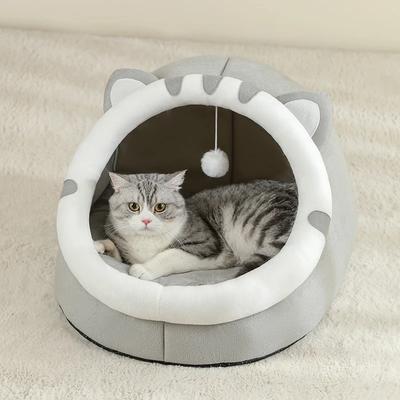 Pet Tent Cave Bed for Cats Small Dogs Self-Warming Cat Tent Bed Cat Hut Comfortable Pet Sleeping Bed Foldable Removable Washable