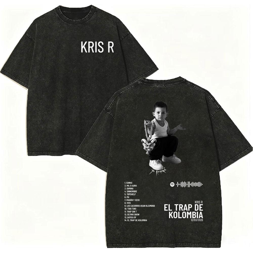 Vintage Washed Rapper Kris R Tshirts Men Women Clothing High Street Fashion Trend T Shirt High Quality Cotton Oversized Tshirt