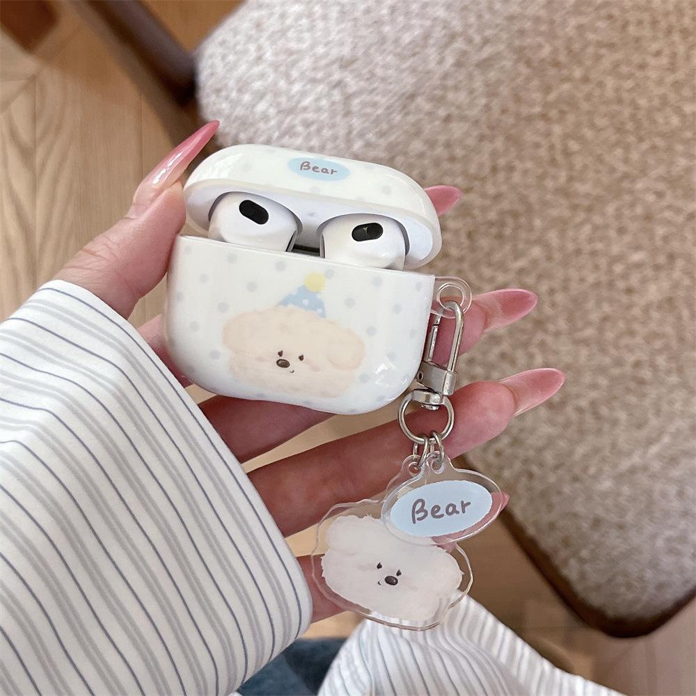 Korean polka dot bear cartoon earphone cover for Apple AirPods 1 /1 generation personalized anti-drop PRO1/PRO1