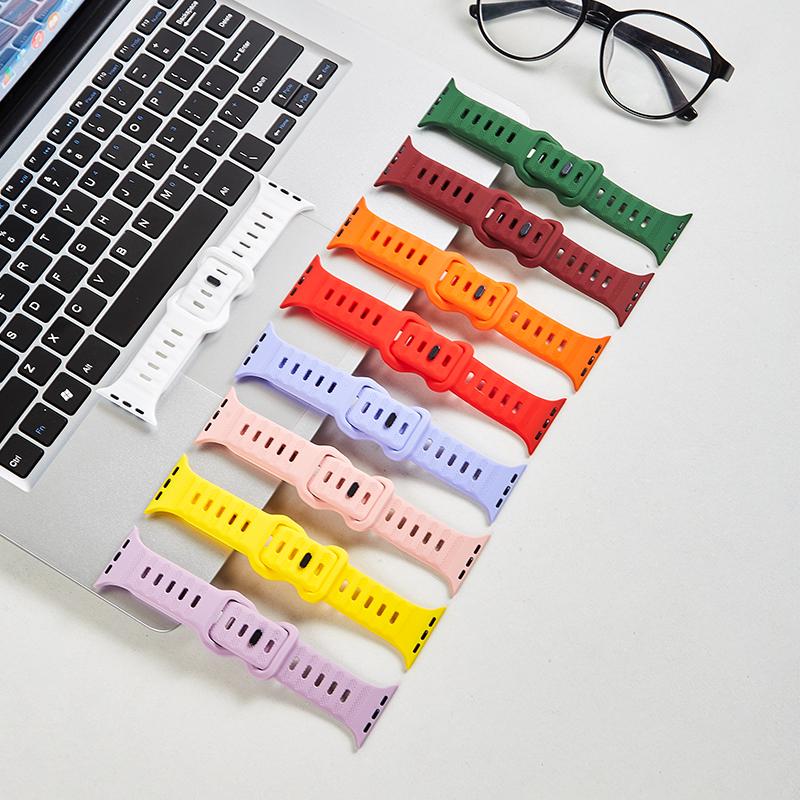 Watch Strap for Apple Watch Series 10 42mm/9 8 7 41mm/SE (2023) SE (2022) SE 6 5 4 40mm/3 2 1 38mm Silicone Watch Band Butterfly Buckle Wrist Strap