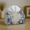 1pc Party Tissue Box,Mediterranean Shell Border,Multifunctional Tissue Holder,Coral Starfish Blue White,Outdoor Party Supplies, Everyday Desktop Tissu