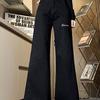 Women's High-Waisted Elastic A-Line Wide-Leg Jeans - Trendy, Versatile, Slimming, and Loose Casual Pants
