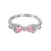 Sweet Full Diamond Pink Love Zir*****Pen Ring Color Treasure Niche Light Luxury High Sense Stacking Wearing Personalized Ring Woman