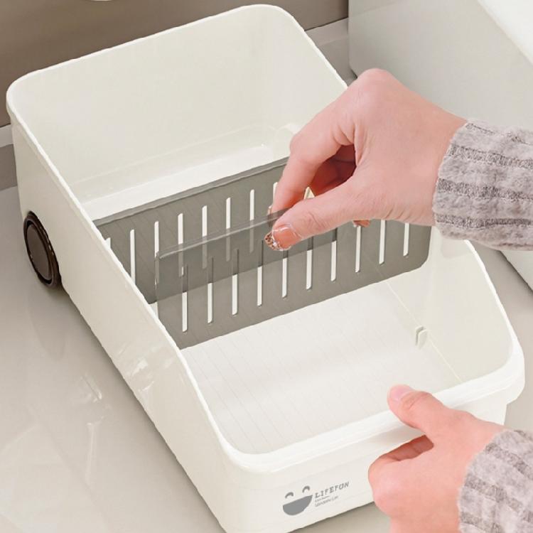 Slim Rolling Storage Container For Cabinets Easy Cleaning Surfaces Compact Vertical Space Saving Design