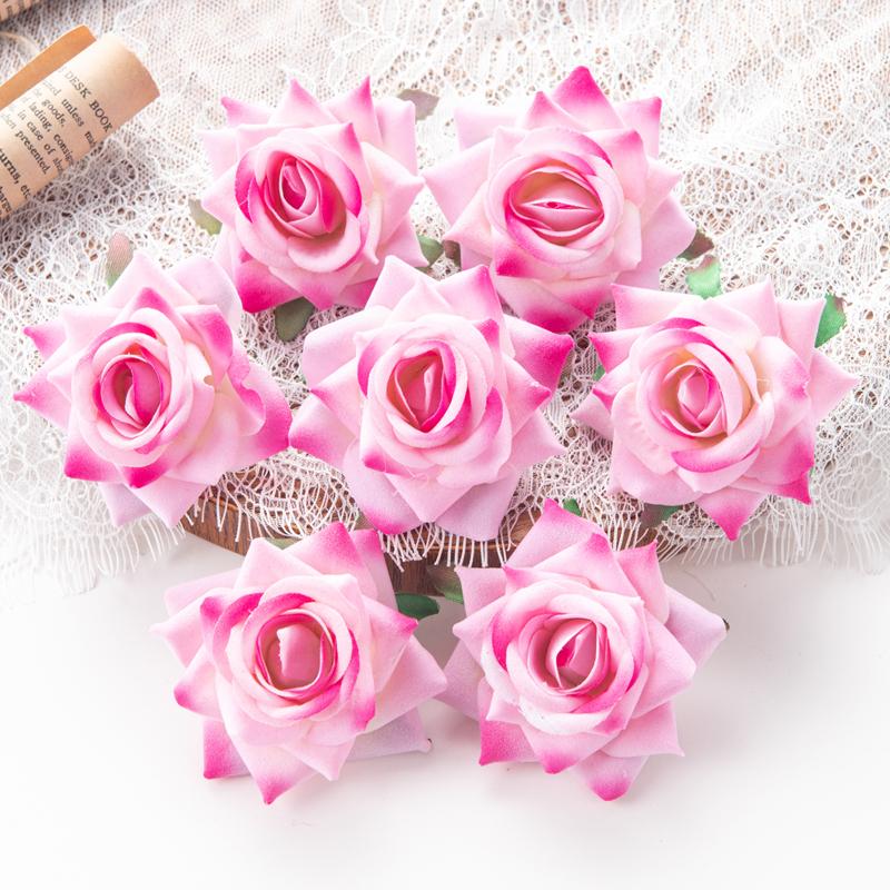 Artificial Flowers for Wedding Flannel Rose Wreath Home Room Festival Decor Diy Box Scrapbook Background Wall Crafts Fake Plants