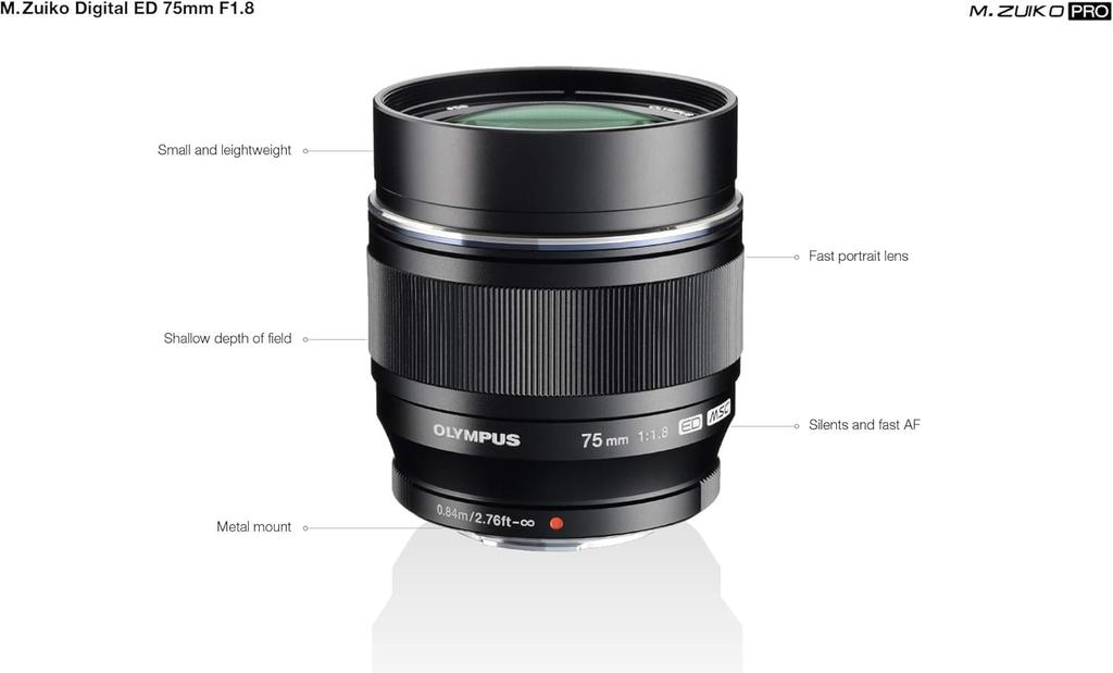 OM SYSTEM M.ZUIKO DIGITAL ED 75mm F1.8 Lens Single Focus Black