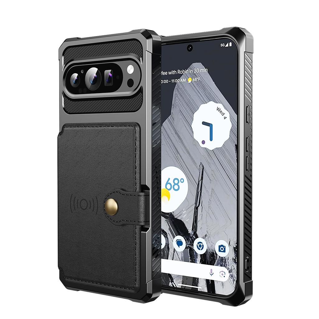 For Google Pixel 10 Pro XL Case with Card Holder PU Leather + TPU Phone Back Cover